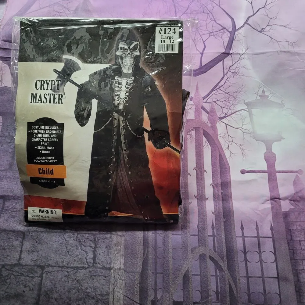 NWT California Costumes Child's Black Crypt Master Halloween Costume Size Large